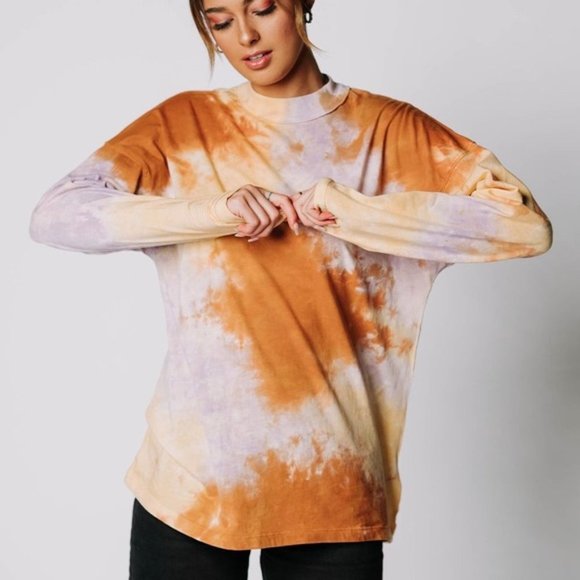 NEW Free People We the Free Tie Dye Tee Long lilac woods XS /Extra Small top - Picture 2 of 7